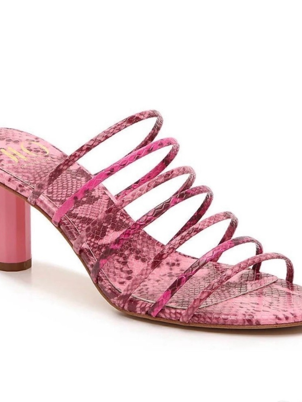 JLo Jennifer Lopez Radinka Pink Snake-print Strappy Mule Sandal
